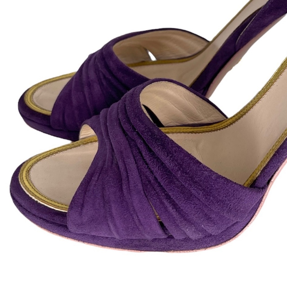 PRADA Purple Suede Open Toe Ankle Strap Heels Heeled Sandals Size 39 - Picture 4 of 10